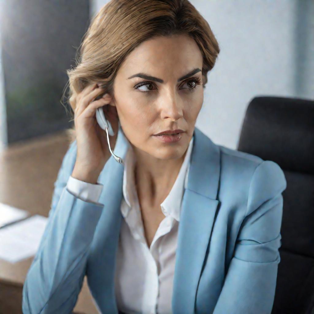 Портрет женщины-психолога, слушающей клиента