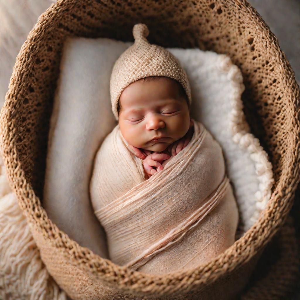 Фото спящего новорожденного ребенка в люльке