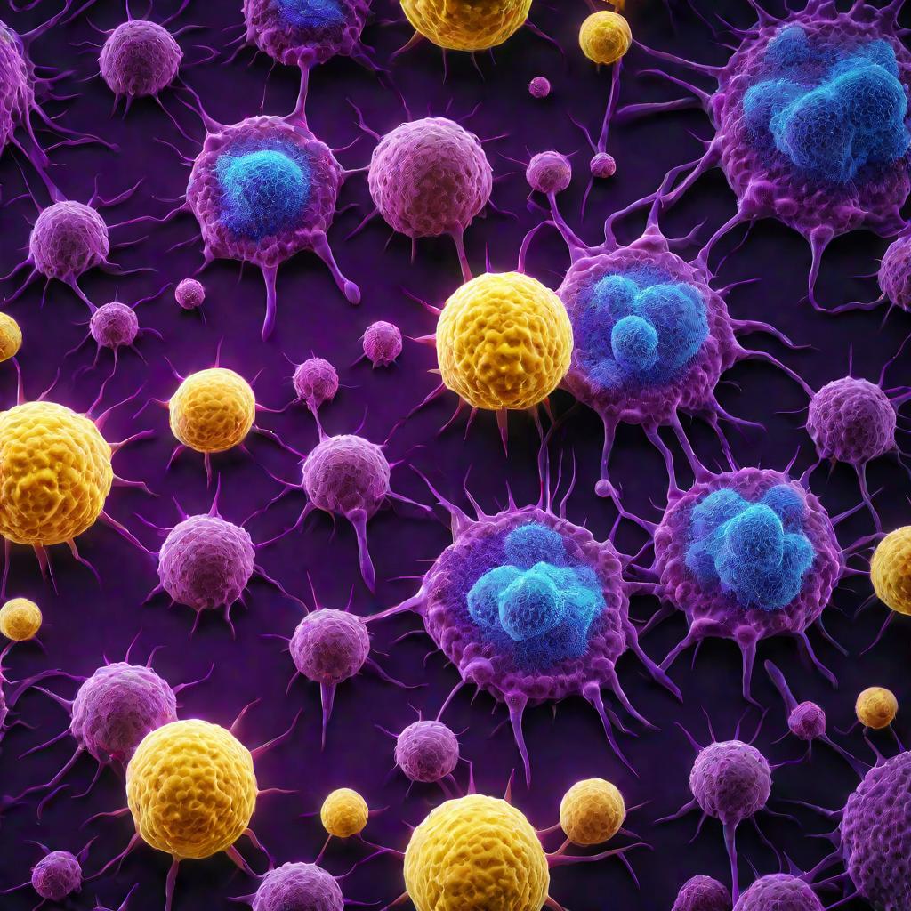 Рост и уменьшение раковых клеток под микроскопом