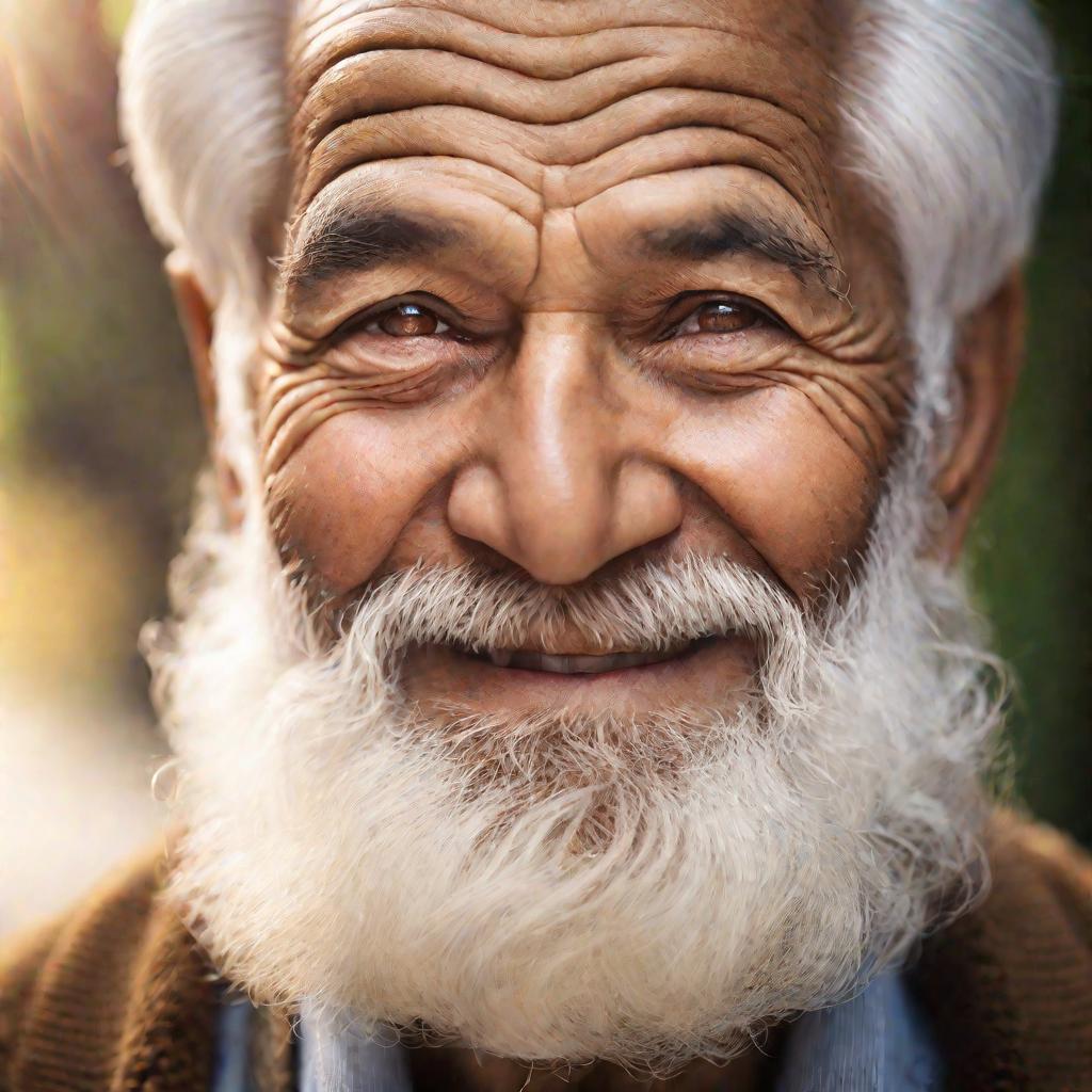 Портрет пожилого мудрого мужчины с добрыми глазами