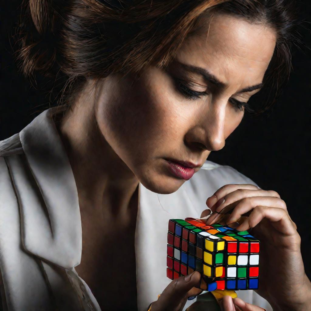 Портрет женщины, решающей головоломку