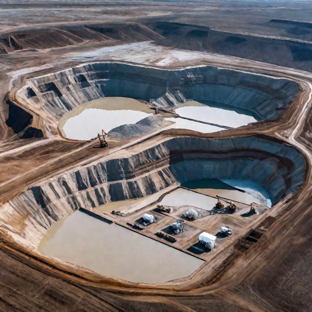 Панорама литиевого рудника. Облачный день.