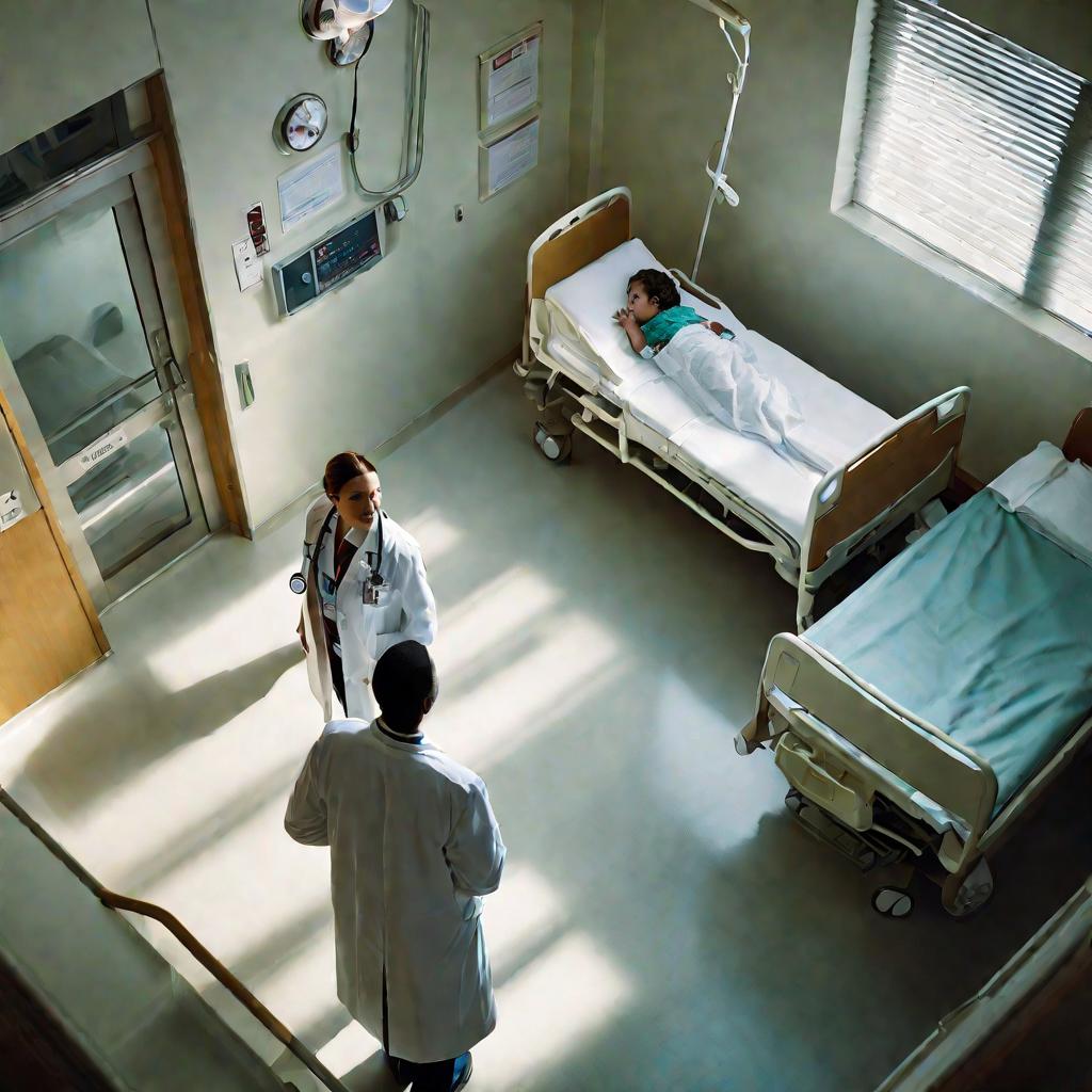 Вид больничной палаты, где лежит ребенок