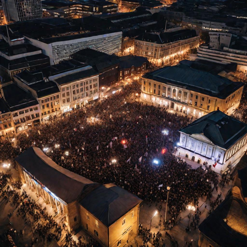 Толпа на митинге требует ответа властей на разоблачения.