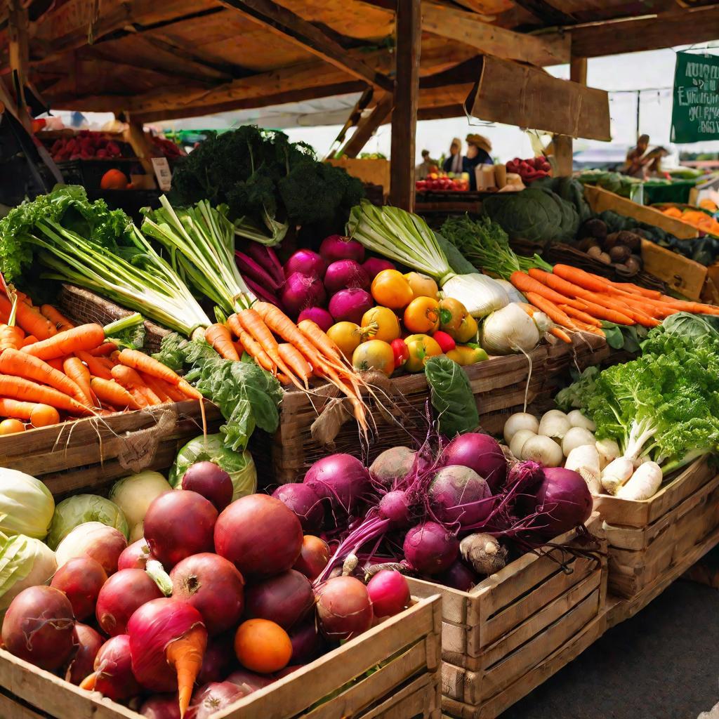 Овощи и фрукты на рынке