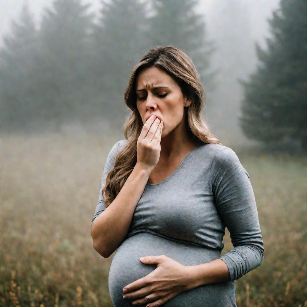 Беременная женщина кашляет