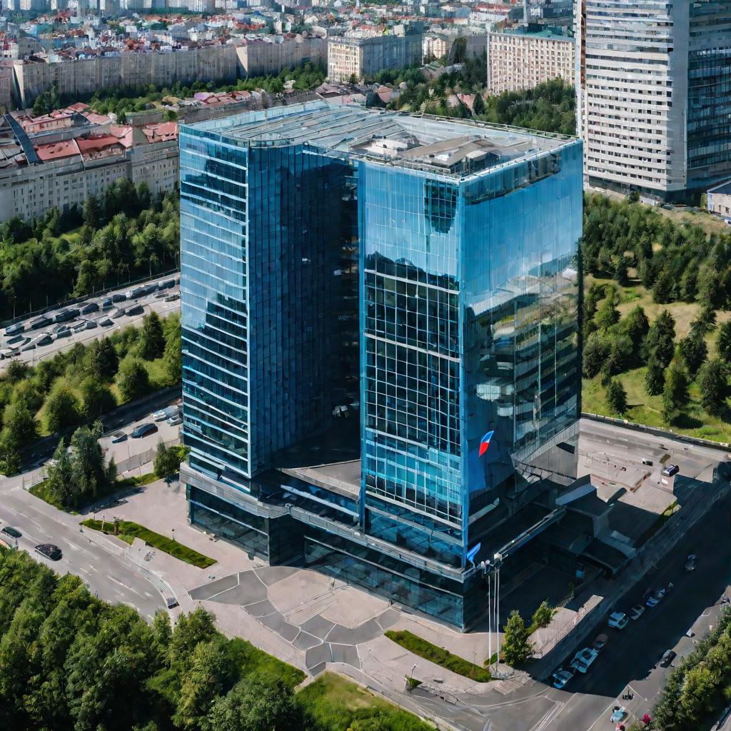 Вид сверху на офис ВКонтакте в солнечный летний день