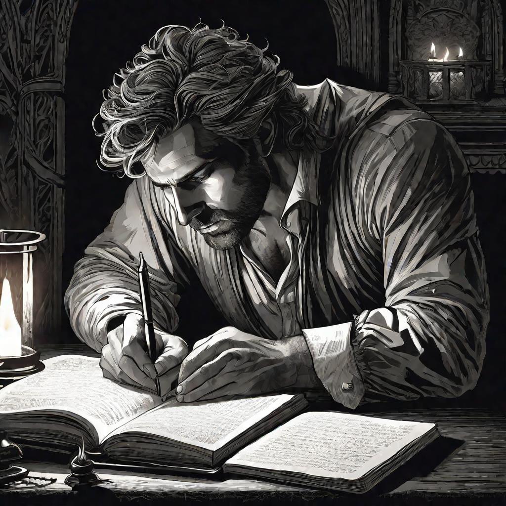 Портрет мужчины, пишущего при свечах
