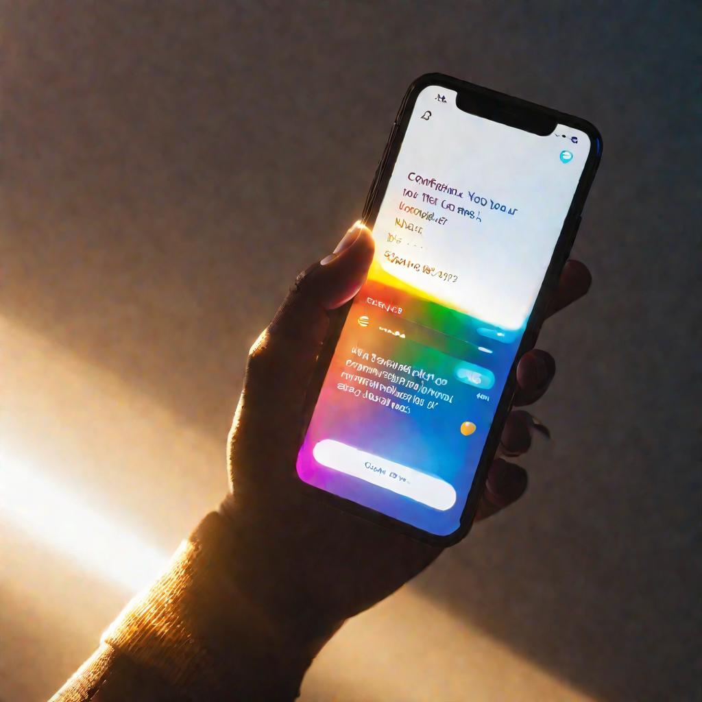 Телефон со смс с кодом подтверждения, солнечный свет