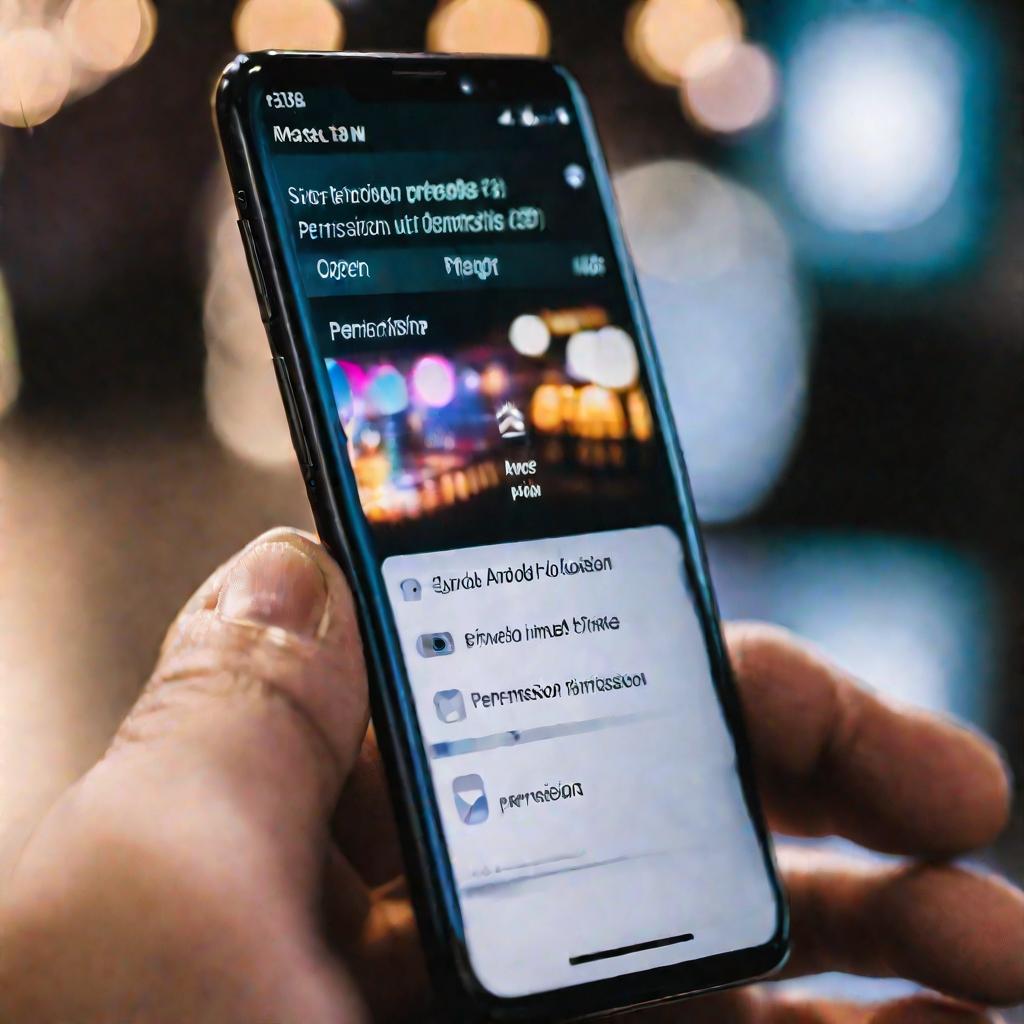 смартфон с настройками разрешений приложений