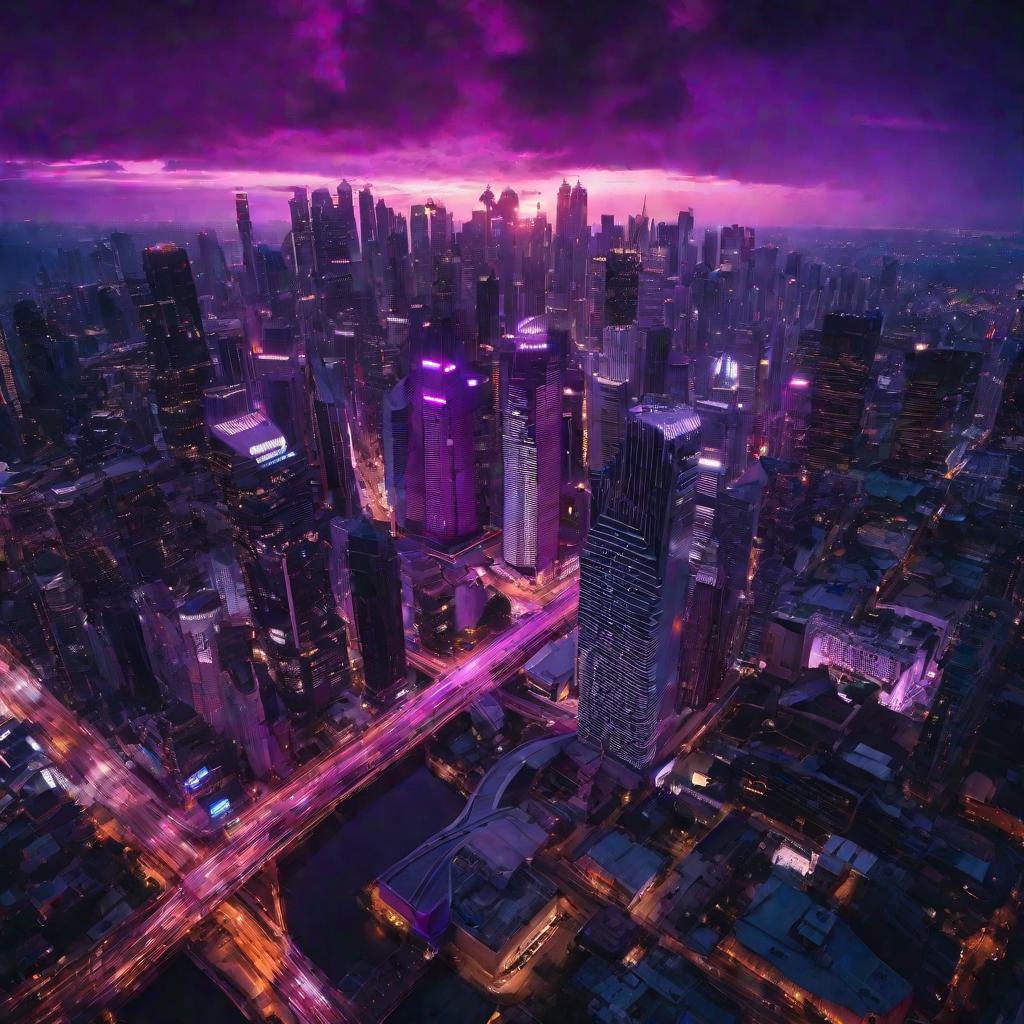 Панорама города на закате