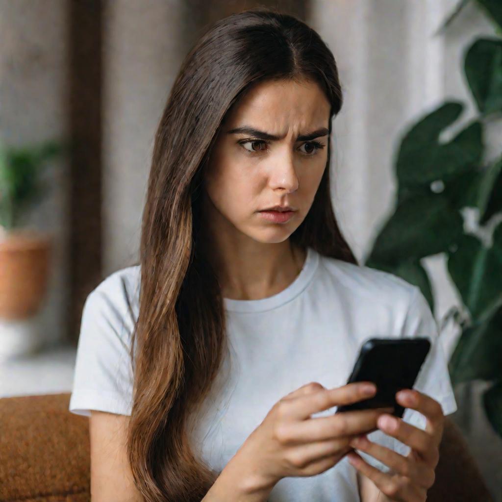 Девушка нервничает, почему не отправляются сообщения в телеграме