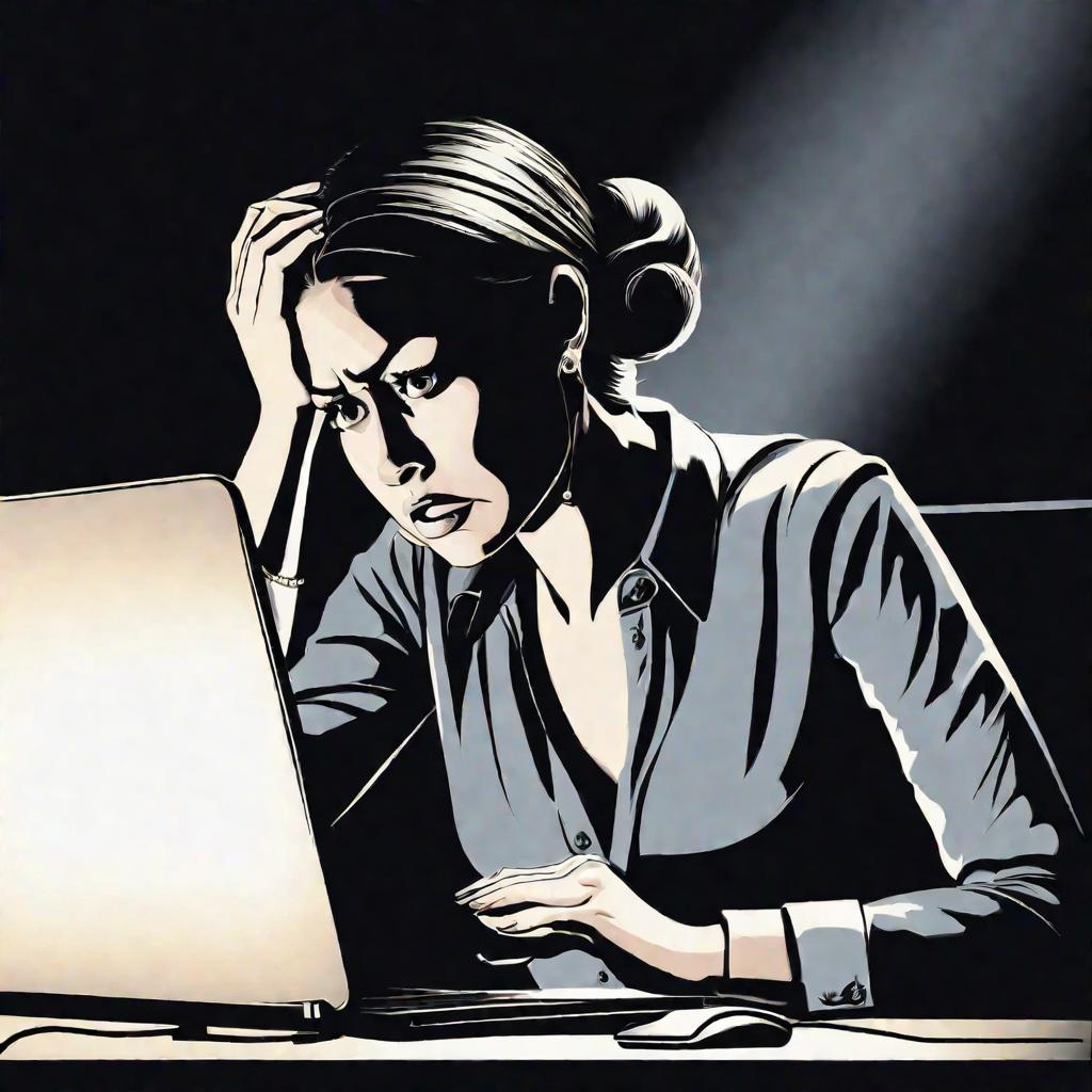 Обеспокоенная женщина без интернета