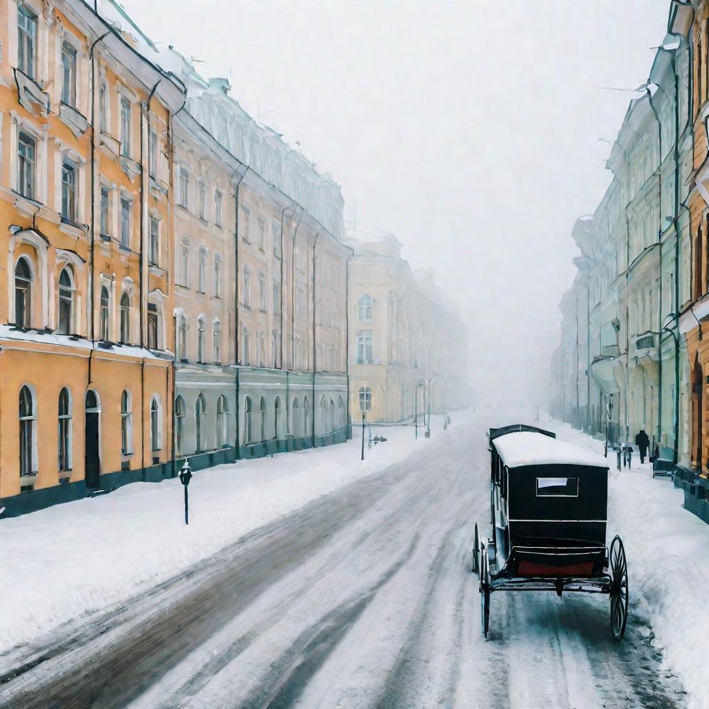 Вид улицы зимнего Петербурга