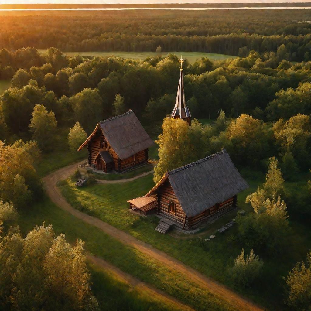 Славянская деревня на закате