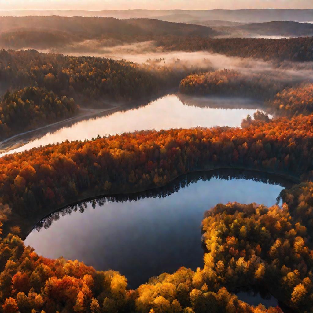 Осенний лес с озером