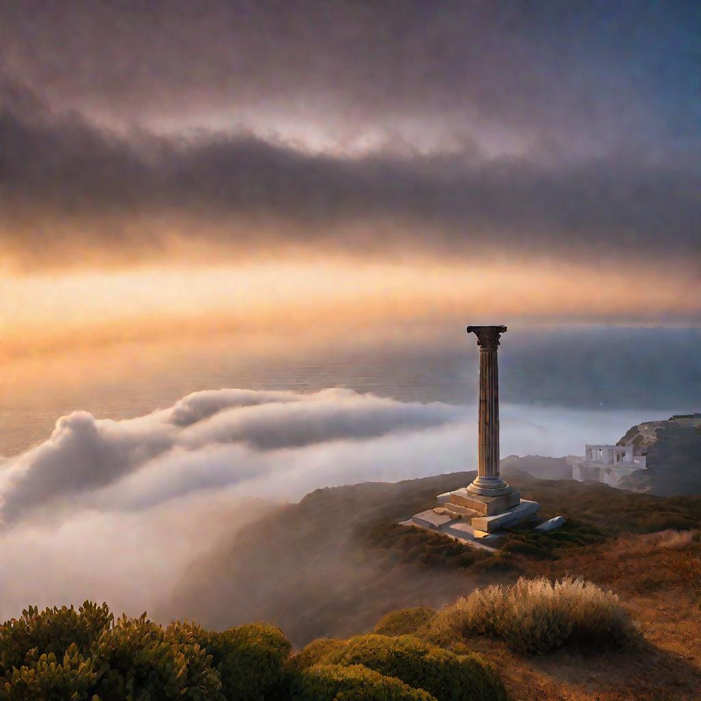 Греческая колонна на фоне моря