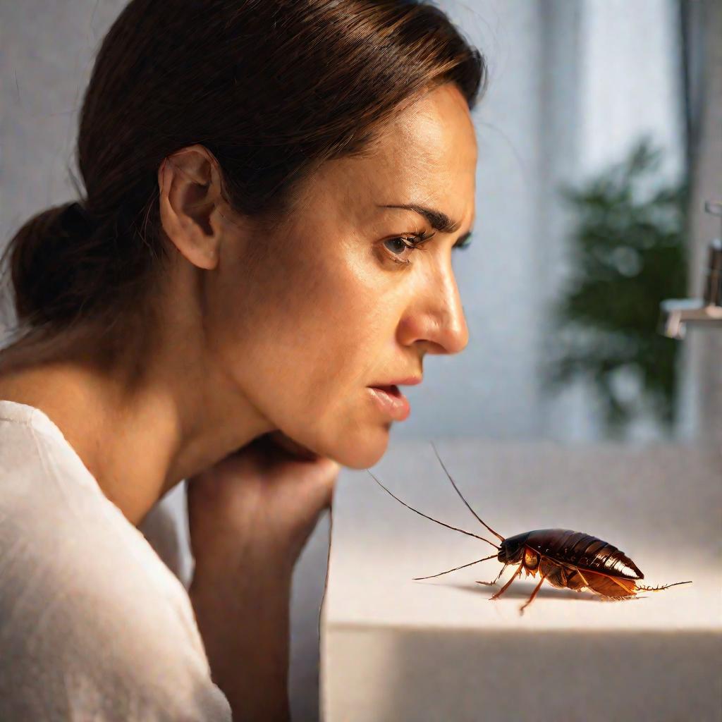 Женщина увидела таракана в ванной