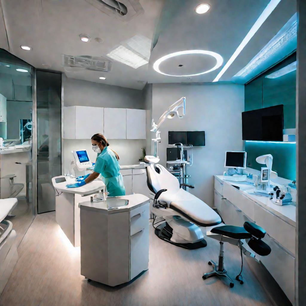 Стоматолог сверлит зуб пациенту