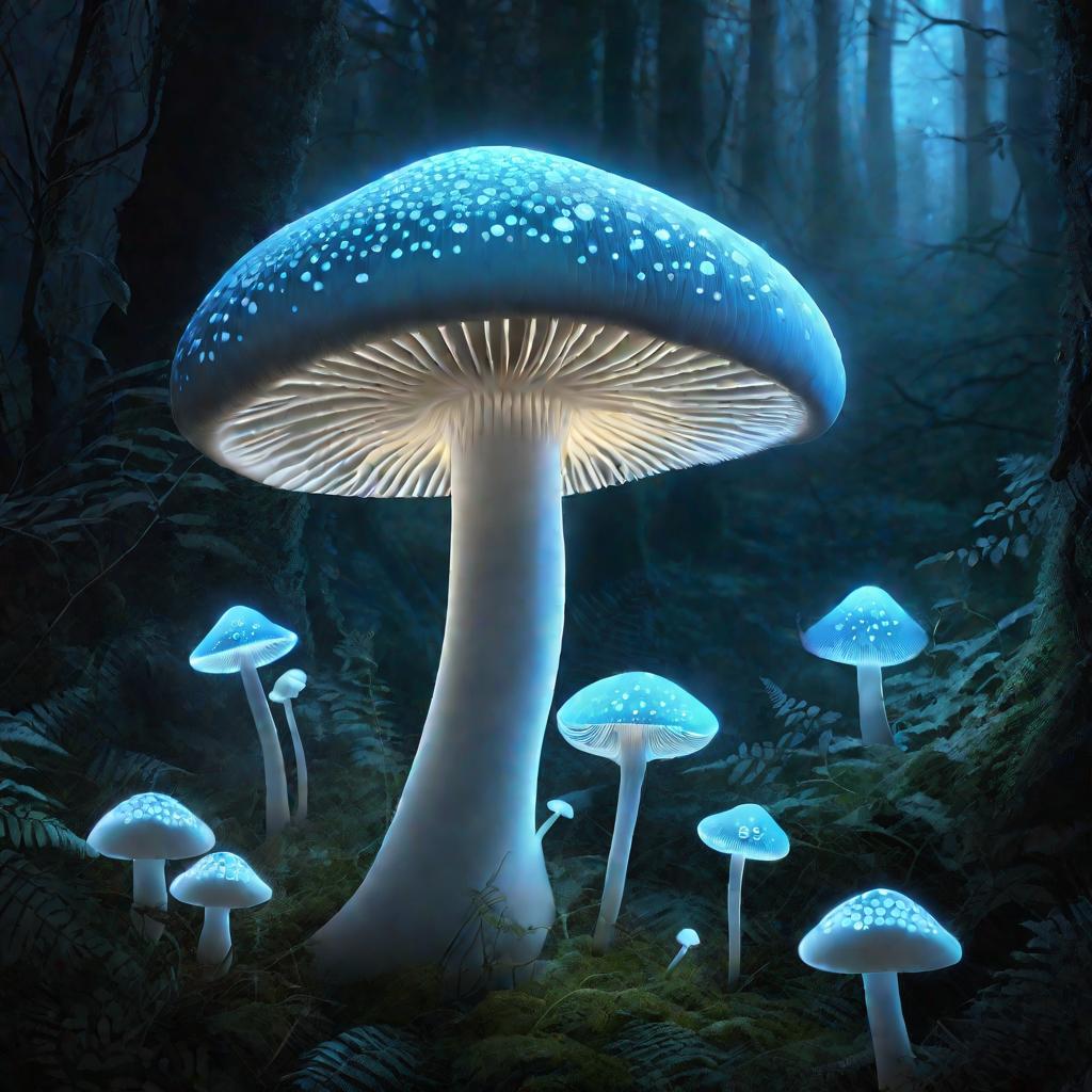 Светящийся гриб в волшебном лесу