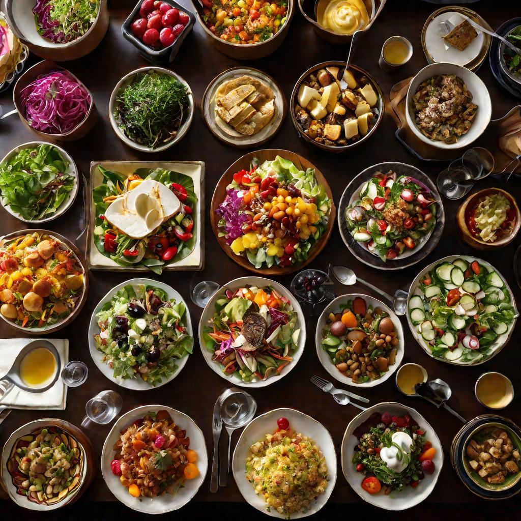 Шведский стол с разнообразными блюдами