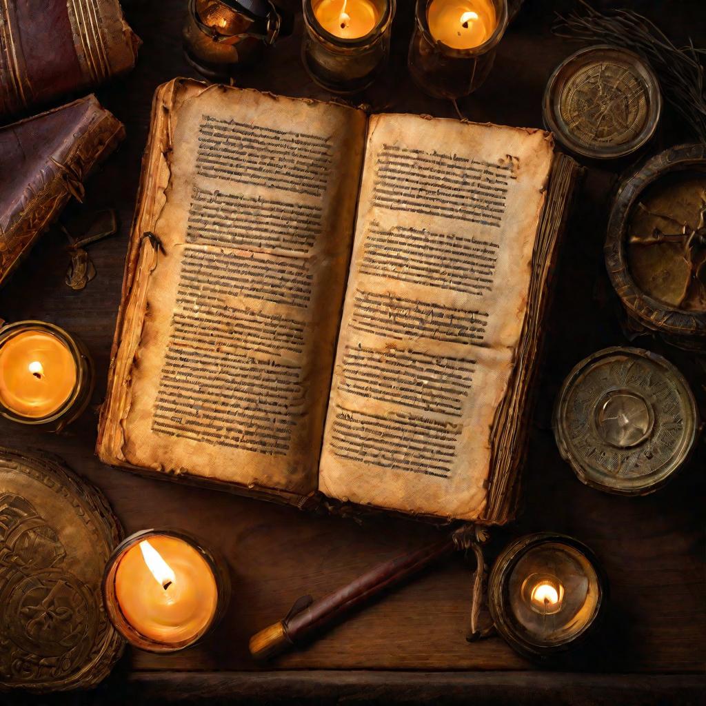 Старинная рукописная книга с рецептами при свечах