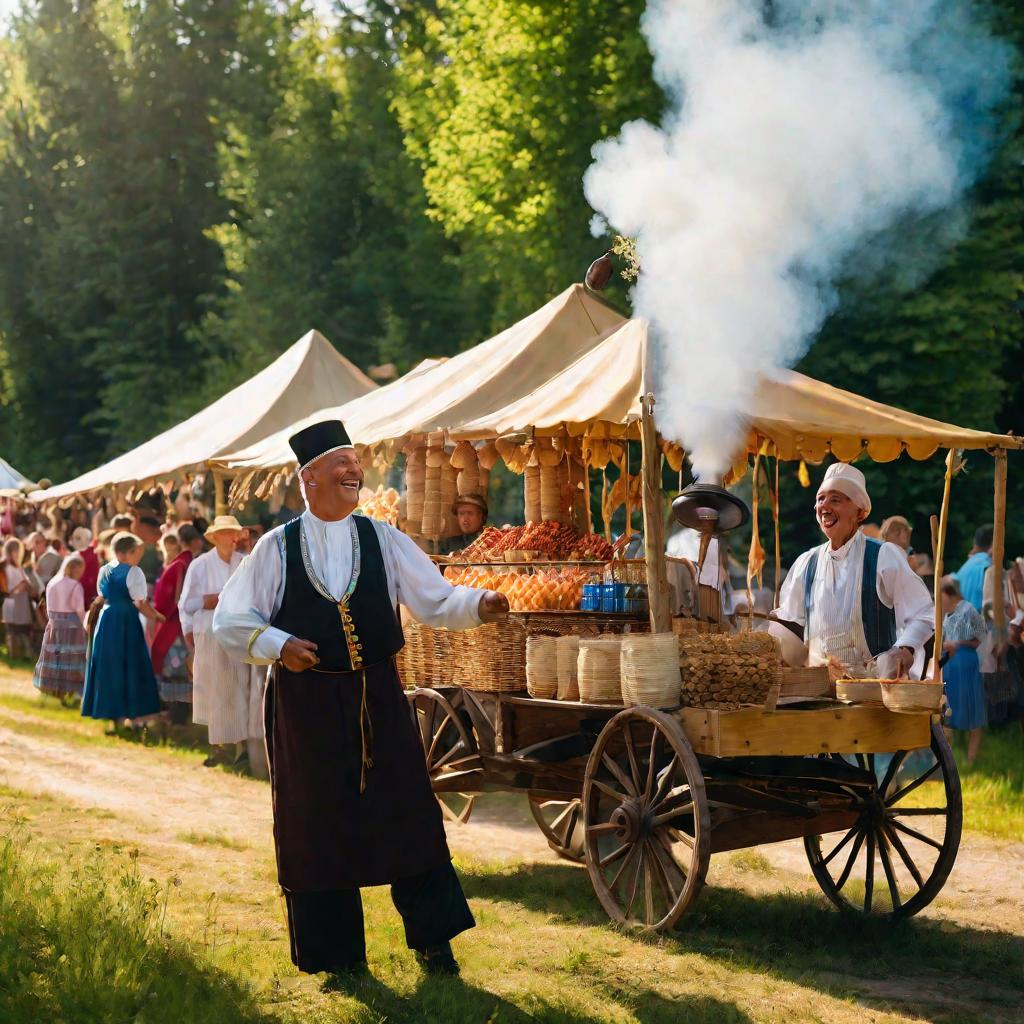 продавец сырников на ярмарке