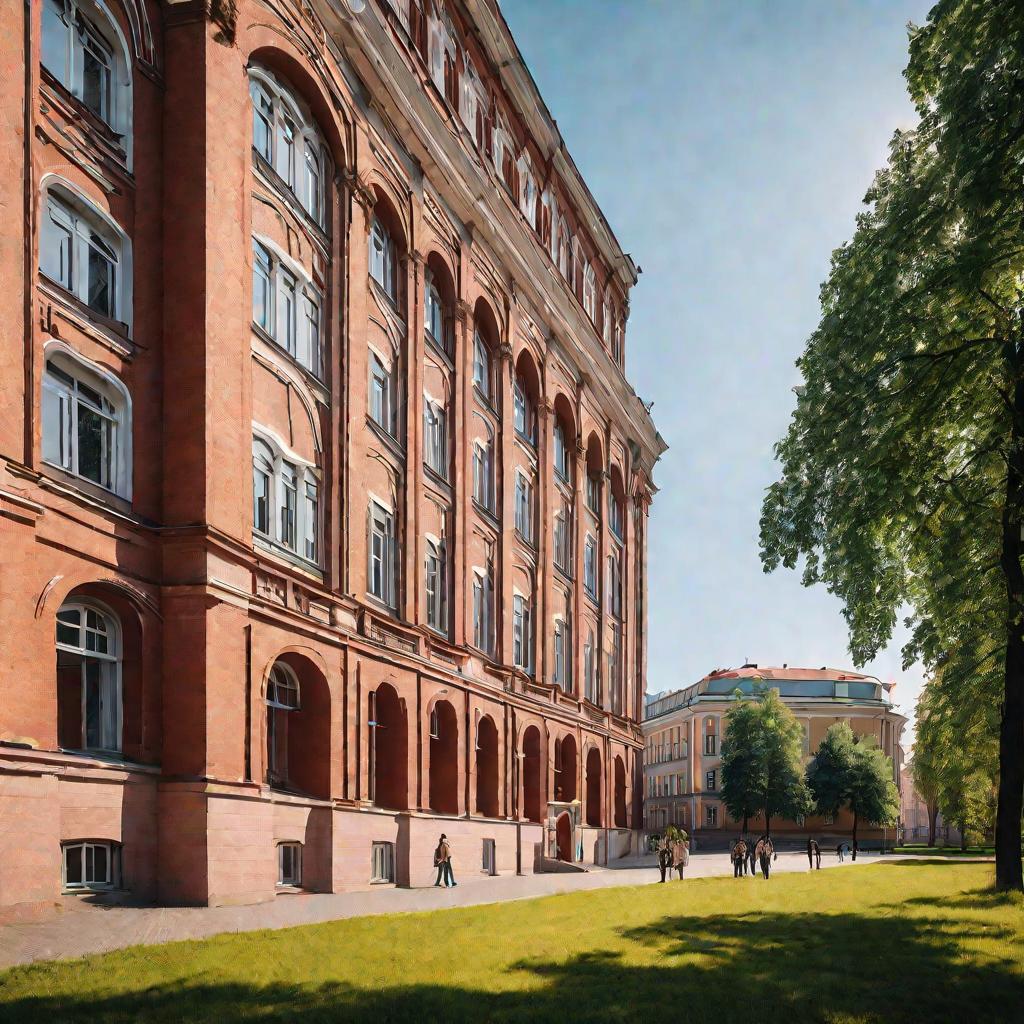 Современное 5-этажное кирпичное здание колледжа в Санкт-Петербурге
