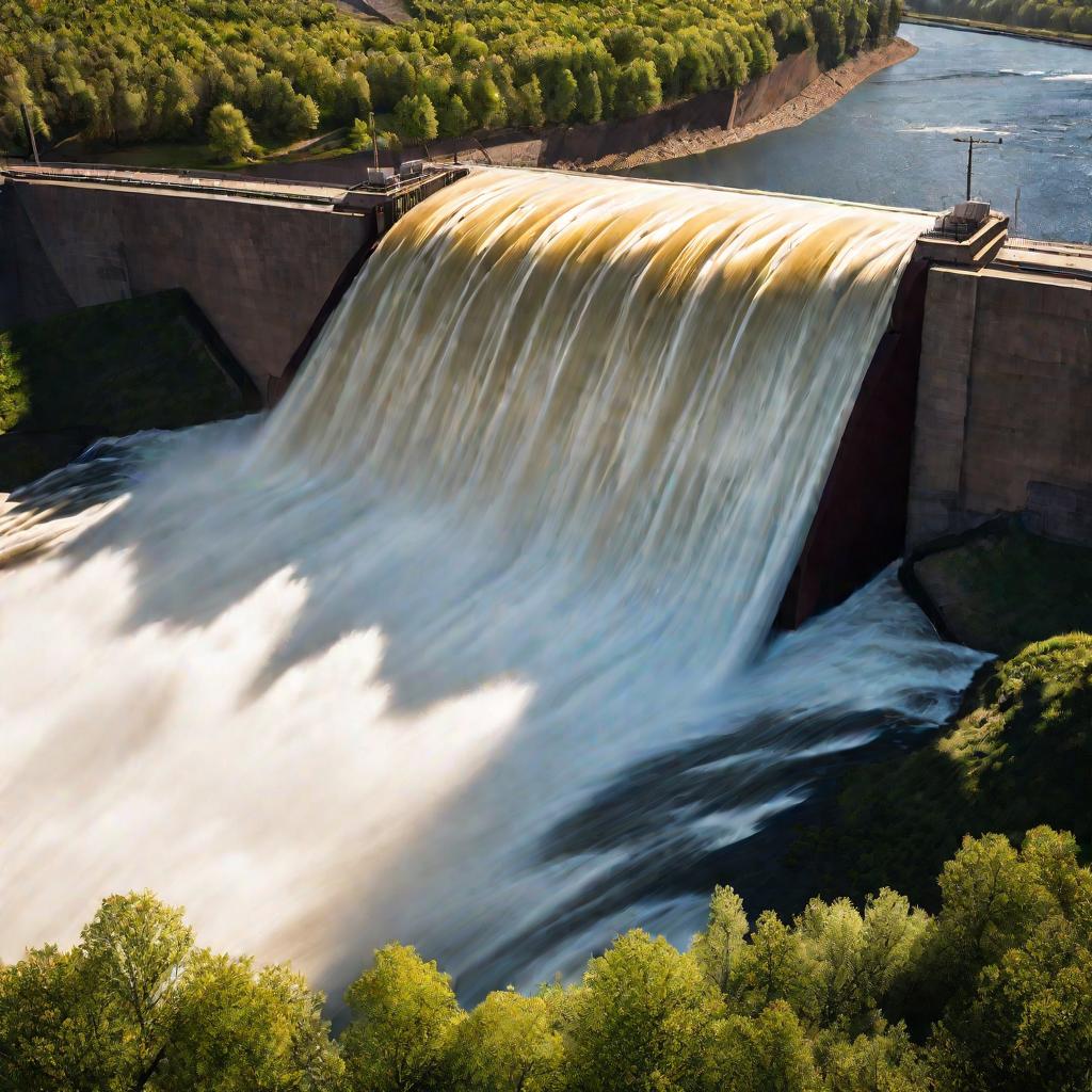 Паводковый сброс воды через шлюз