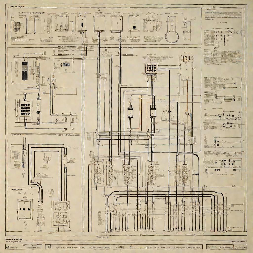 Фрагмент электрической схемы с условными обозначениями розеток и выключателей