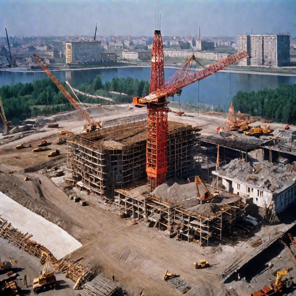 Строительство гостиницы в 1965 году