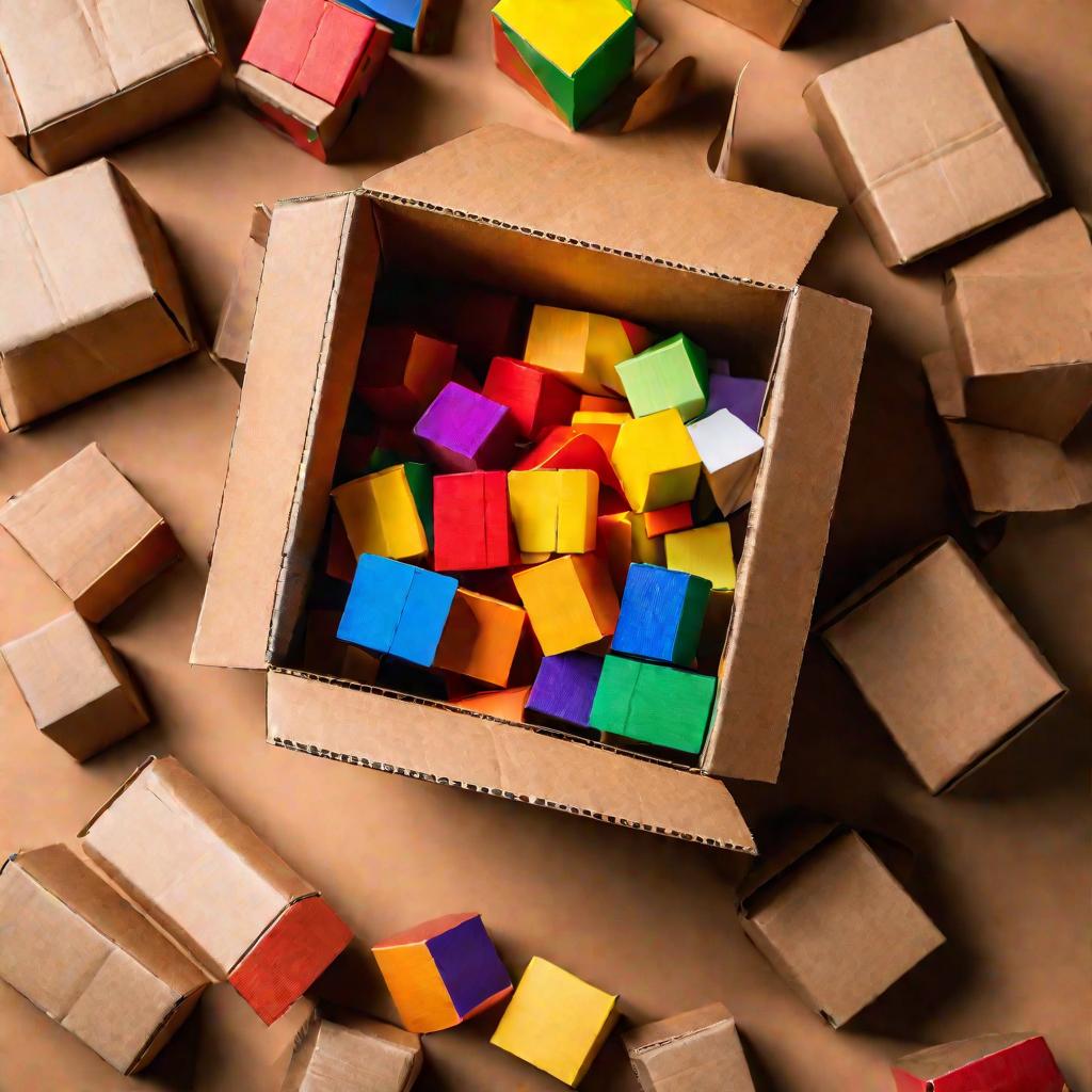 Коробка-призма с разноцветными кубиками