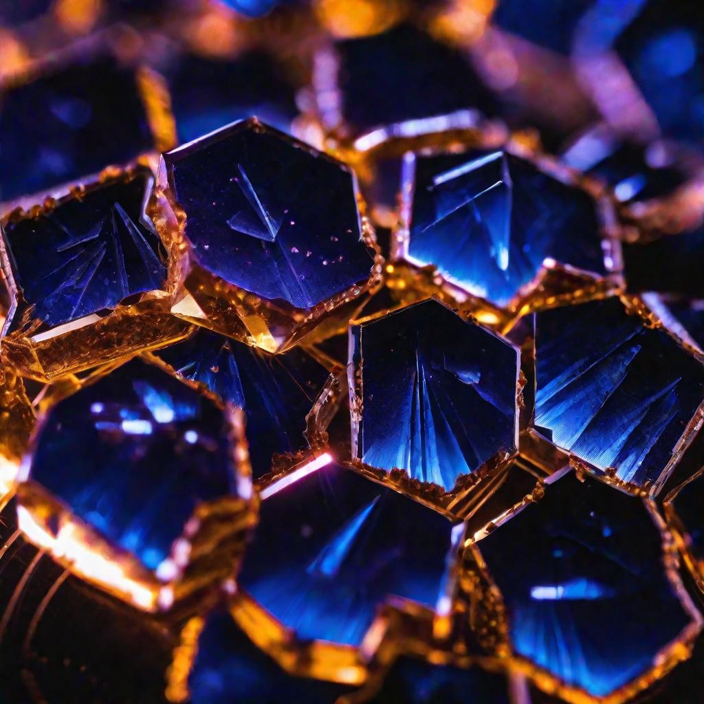 Темно-синие кристаллы глицерата меди быстро растут в чашке Петри