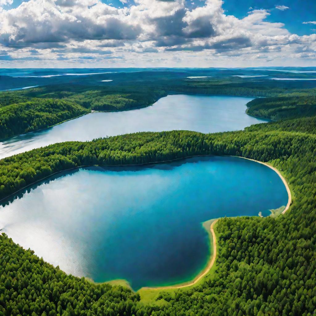 Вид сверху на Куйбышевское водохранилище