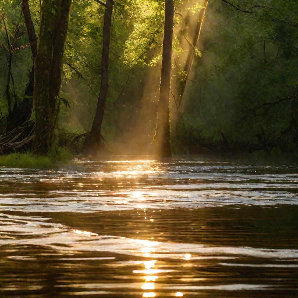 Разлив воды в лесу