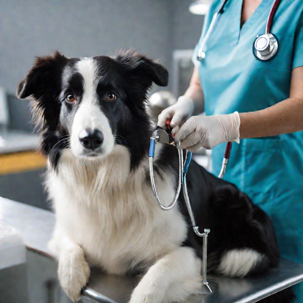 Ветеринар делает укол собаке