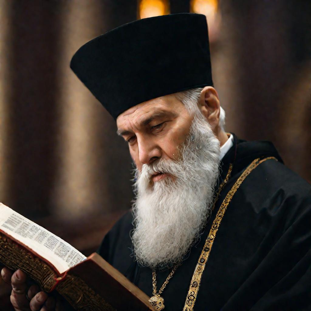 Портрет православного священника в церкви
