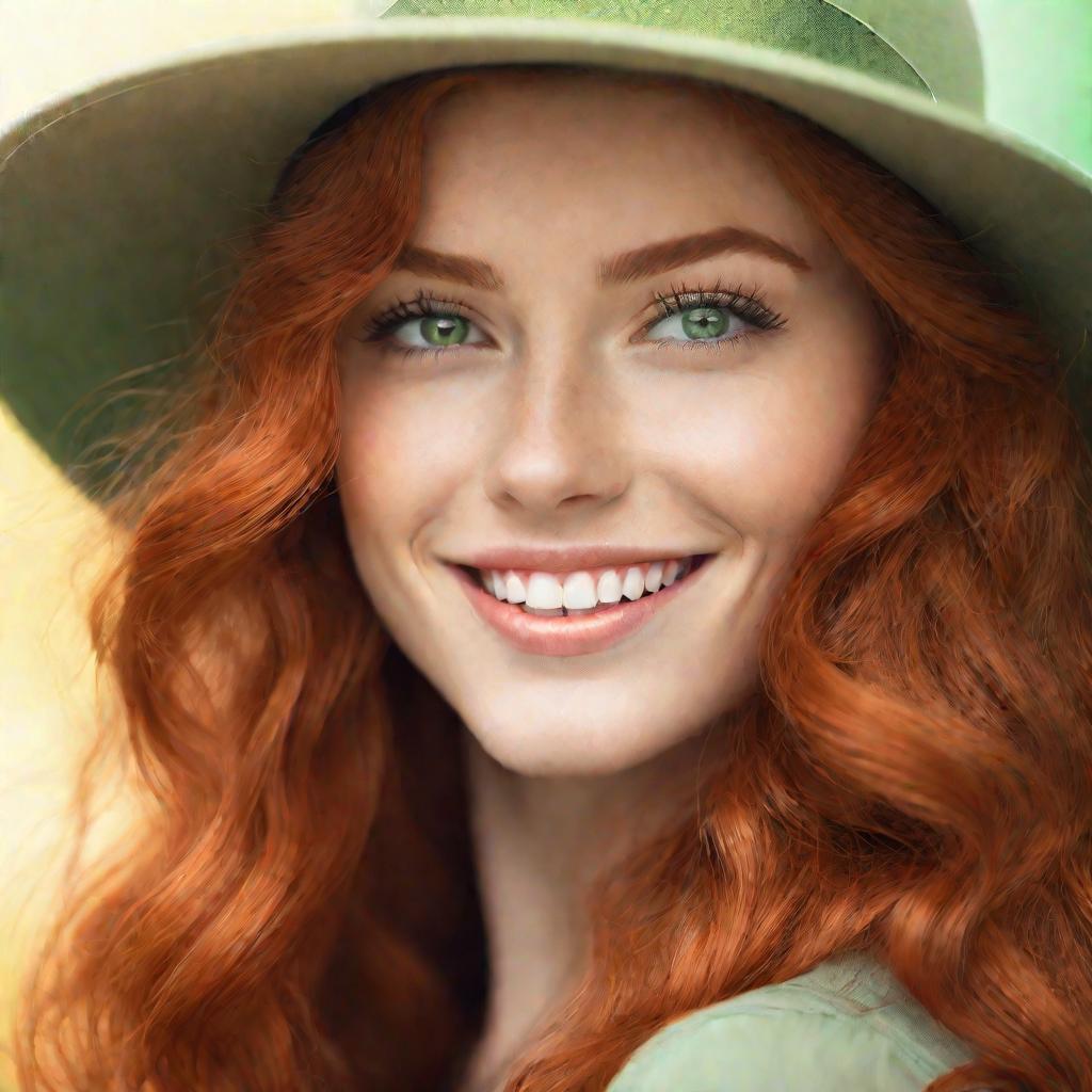 Портрет рыжеволосой девушки в шляпке