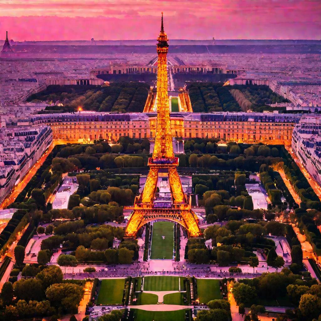 Эйфелева башня в Париже на закате