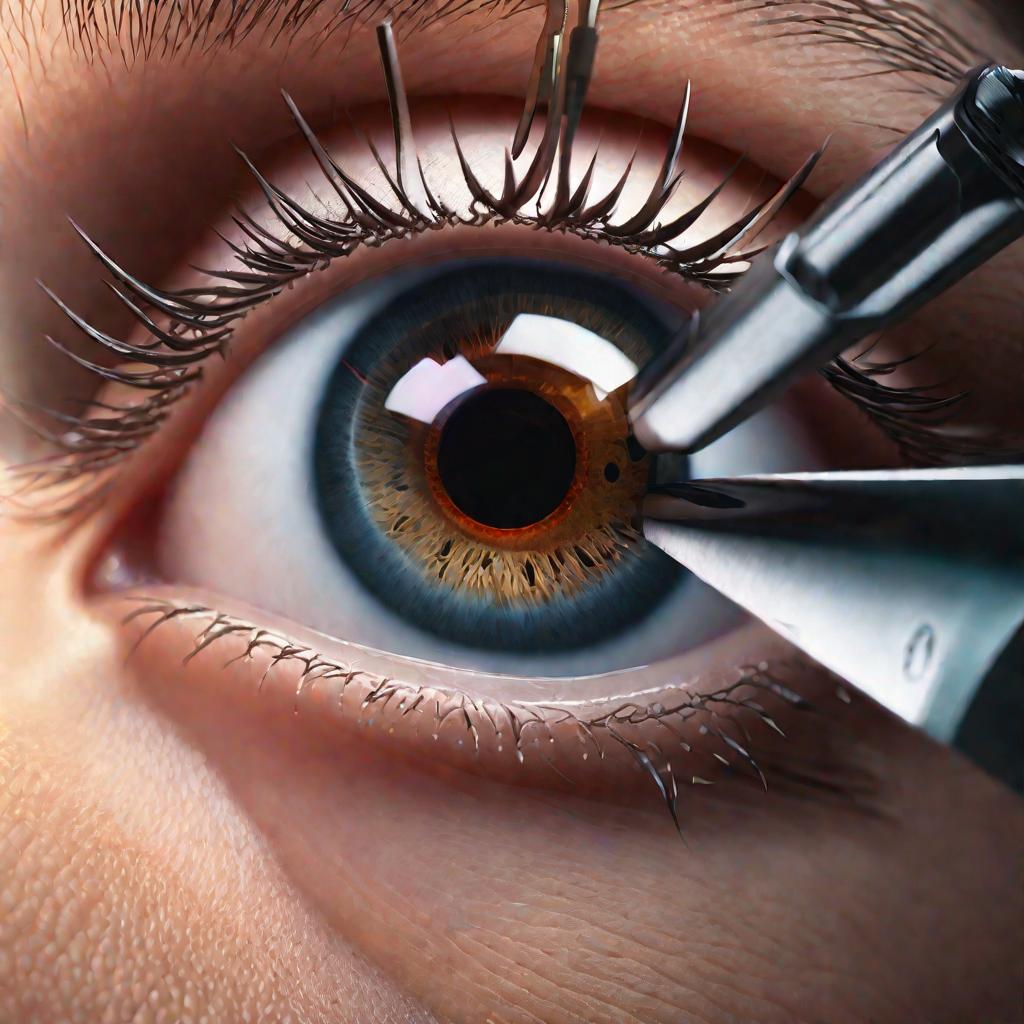 Глаз во время операции по катаракте