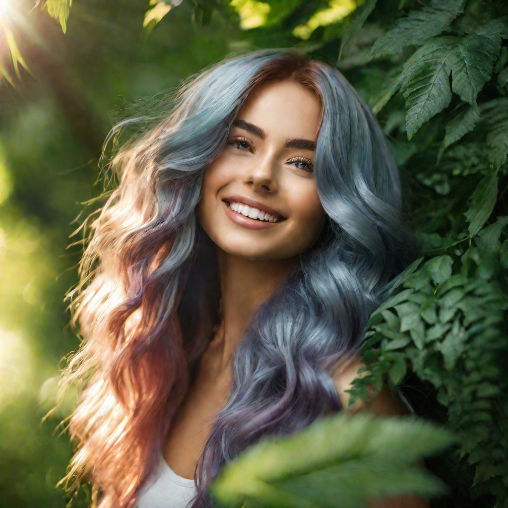 Портрет девушки с объемными блестящими волосами