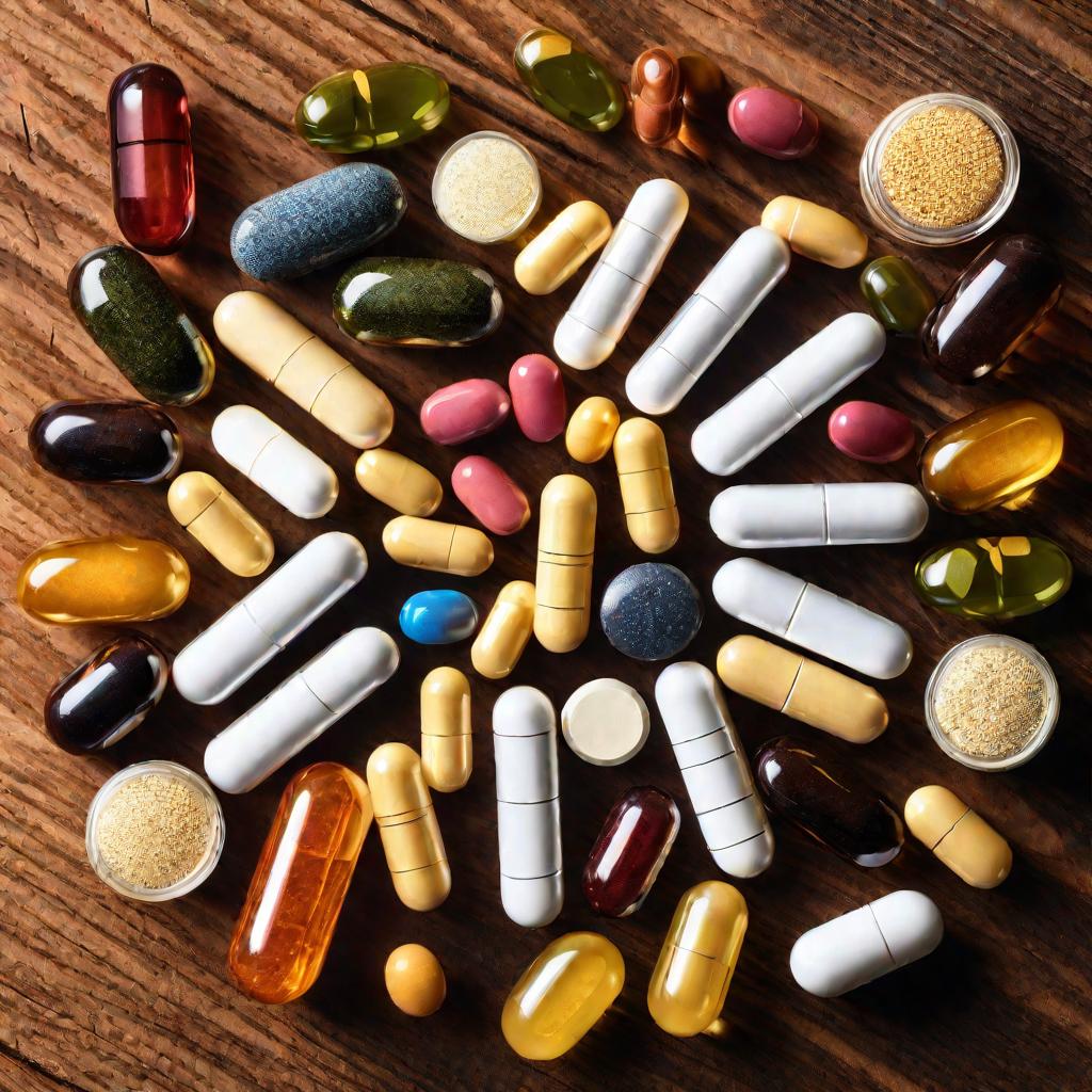 Витамины и добавки на столе
