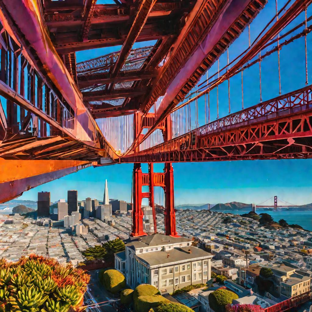 Панорама города Сан-Франциско с мостом Золотые Ворота на фоне
