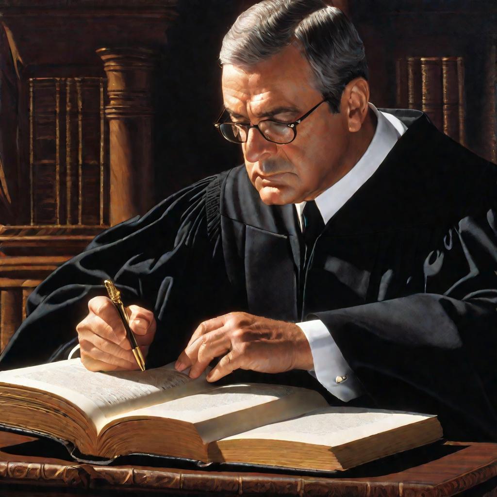 Портрет судьи в мантии, читающего закон