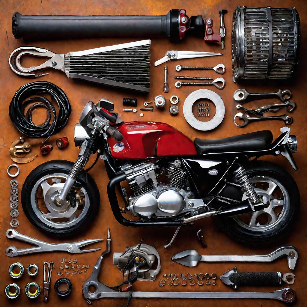 Запчасти и инструменты для ремонта мотоцикла