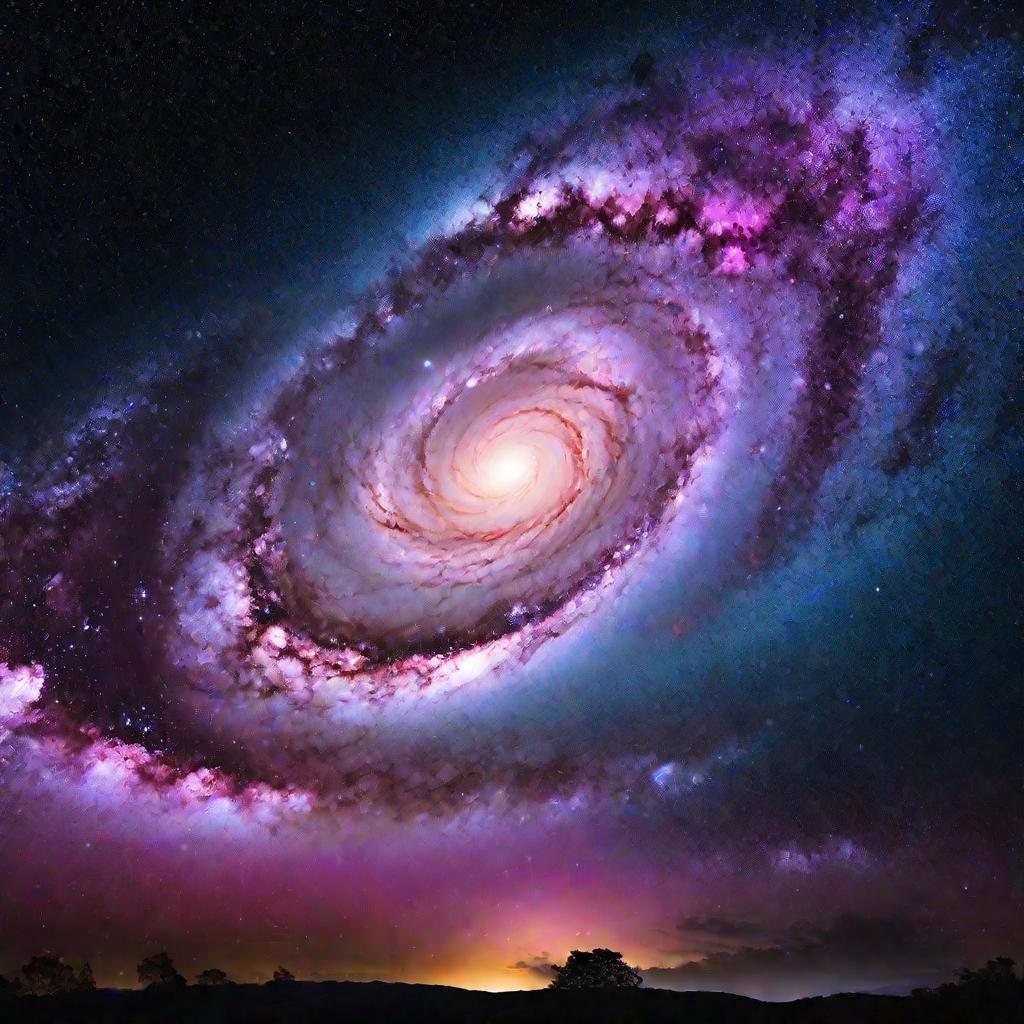 Галактика на фоне туманностей с эффектом инфляции.