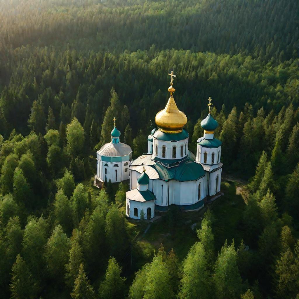 Православный монастырь среди леса