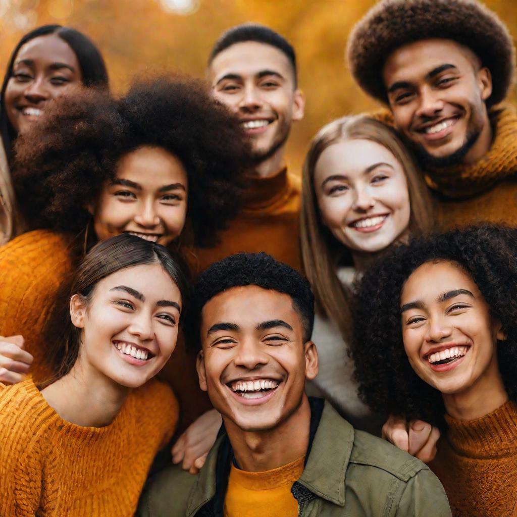 Портрет группы счастливых молодых людей.
