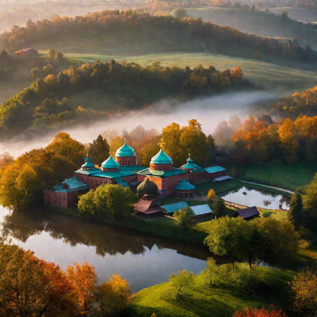Православный монастырь с высоты птичьего полета