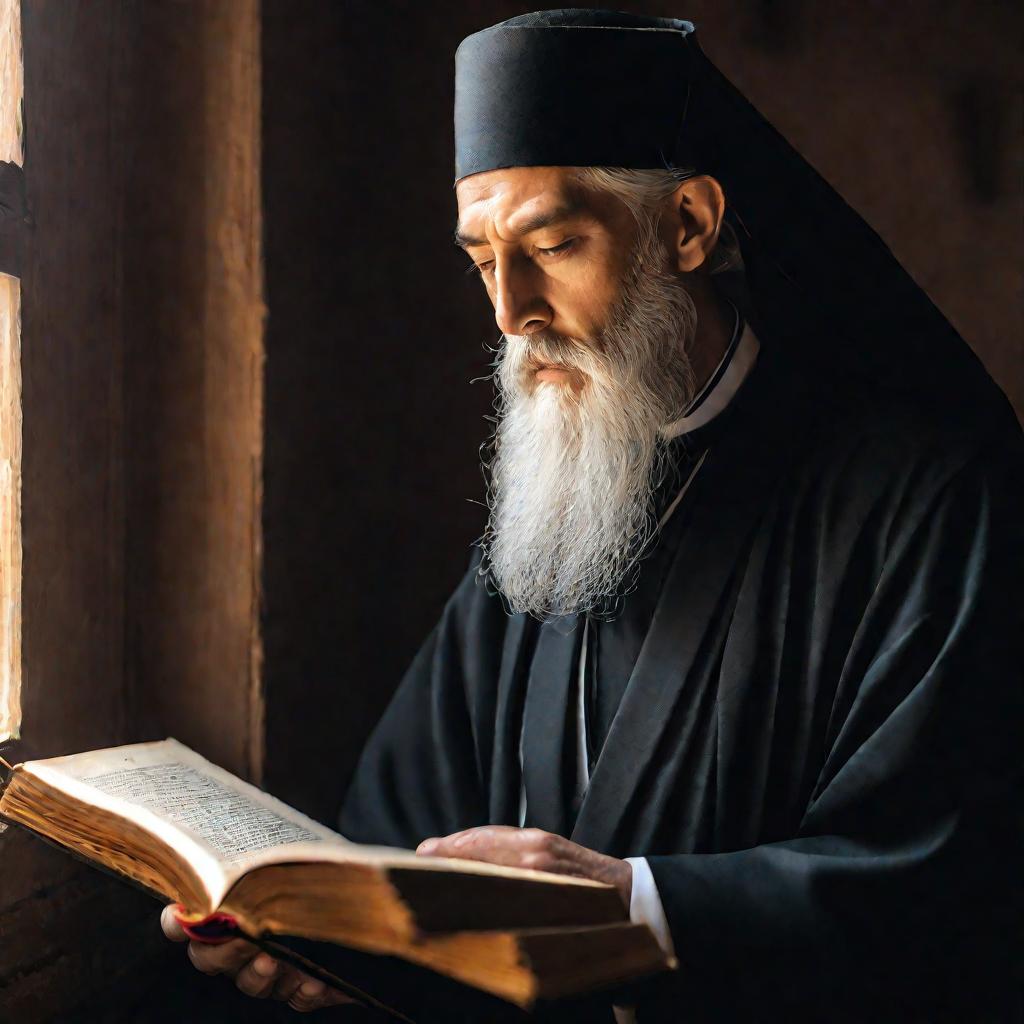 Портрет православного священника за чтением